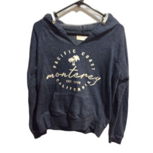 Pacific Coast Monterey Ocean Drive blue hoodie soft Medium V neck